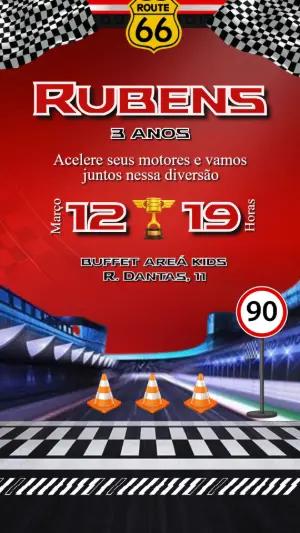 Vídeo Convite de Aniversário Relâmpago Mcqueen Route 66 Editável