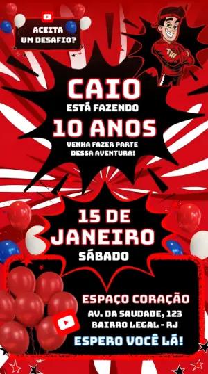 Convite de Aniversário Youtuber Enaldinho para Editar