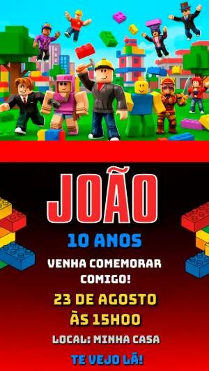 Convite de Aniversário Roblox Digital para Editar