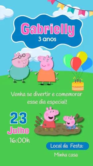 Convite de Aniversário Peppa Pig para Editar Online