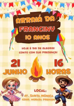 Convite Aniversário Festa Junina com Personagens para Editar
