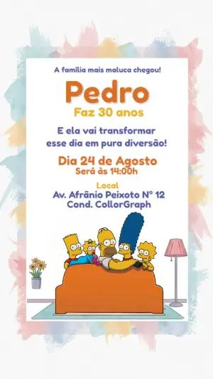 Convite de Aniversário Os Simpsons para Editar Online