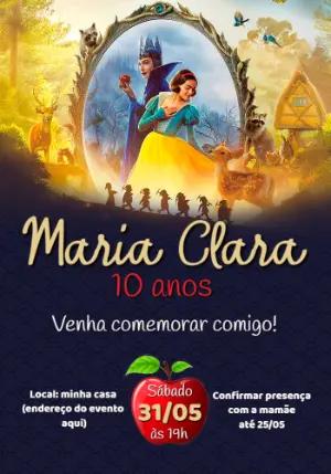 Convite Aniversário Branca de Neve Live Action para Editar
