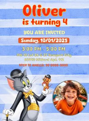 Editable Tom and Jerry Birthday Invitation - Cartoon Template