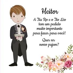 Convite para Pajem com Menino Ilustrado para Editar Online