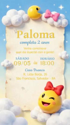 Convite de Aniversário Emoji 3D Fofo para Editar