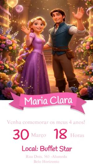 Vídeo Convite de Aniversário Tema Enrolados Modelo Editável