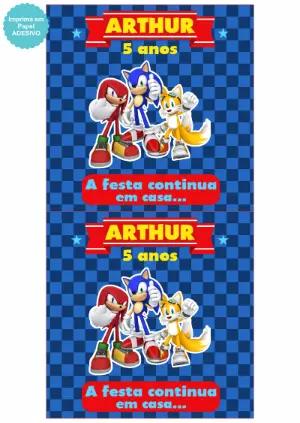 Etiqueta Sonic para Lembrancinha de Aniversário Editável