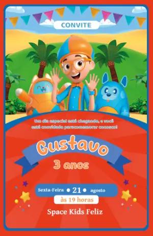 Convite de Aniversário Infantil Bipli para Editar