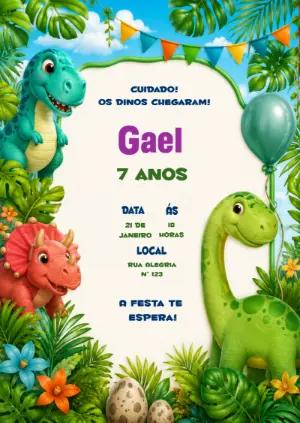Convite de Aniversário Dinossauro Baby: Modelo Editável