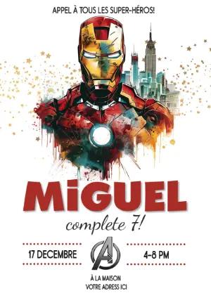 Invitation d'anniversaire Iron Man