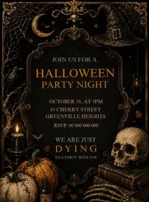 Spooky Halloween Party Night Editable Invitation