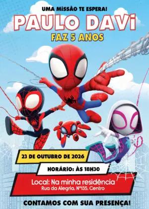 Convite Editável de Aniversário Spidey e Amigos Espetaculares