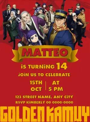 Golden Kamuy Birthday Invitation | Editable Anime Template