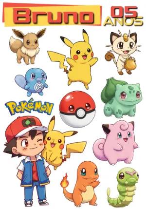 Topo de Bolo Pokémon com Personagens para Editar Online