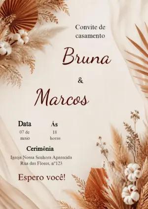 Convite de Casamento Estilo Boho Chic Editável