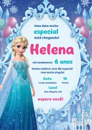 Convite de Aniversário Frozen com Elsa