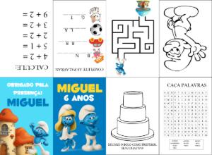 Lembrancinha Festa Smurfs: Livro de Atividades para Editar