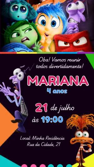 Convite de Aniversário Divertida Mente 2 para Editar Online