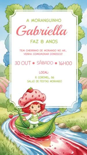 Convite de Aniversário Moranguinho Clássica para Editar Online