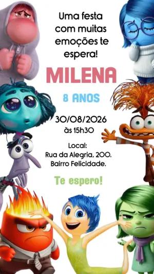 Convite Animado Divertida Mente: Vídeo de Aniversário Editável