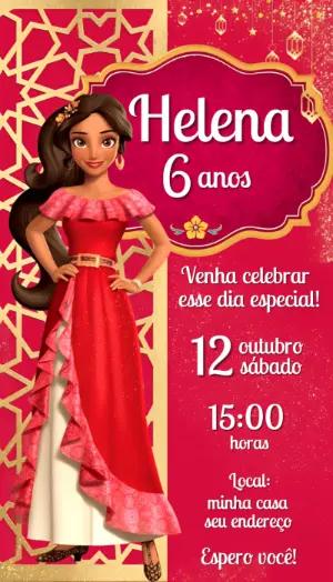 Convite de Aniversário Elena de Avalor para Editar