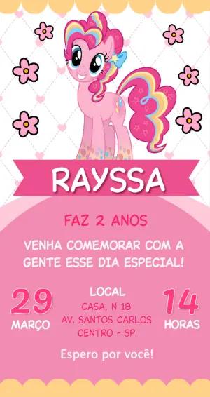 Convite Digital Editável Aniversário My Little Pony Rosa