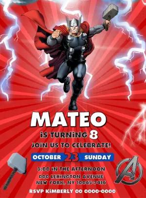 Editable Thor Birthday Invitation for an Epic Party