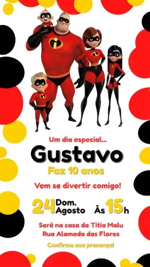 Convite Digital Os Incríveis para Aniversário Infantil Editável