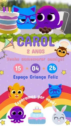 Vídeo Convite de Aniversário Infantil Animais Fofos para Editar