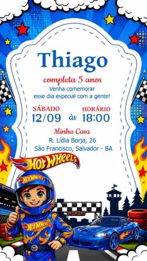 Convite de Aniversário Hot Wheels Editável