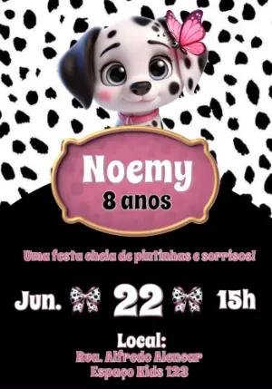 Convite de Aniversário Dálmata Fofa para Editar Online