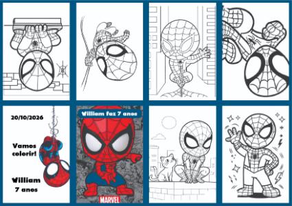 Livrinho de Colorir Homem-Aranha para Aniversário Editável