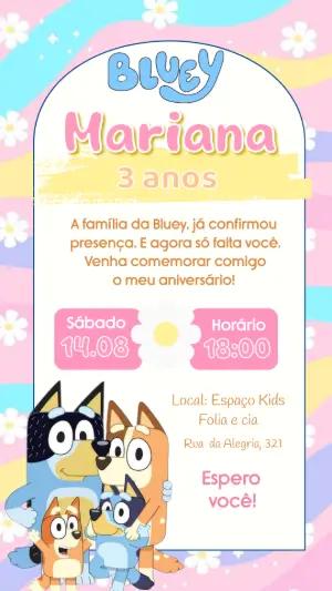 Convite Aniversário Bluey e Bingo com a Família para Editar