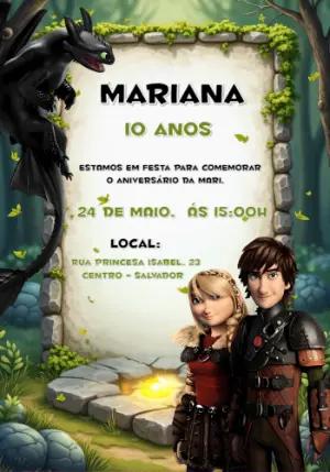 Convite Aniversário Como Treinar o Seu Dragão para Editar Online