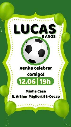 Convite de Aniversário Futebol Verde para Editar