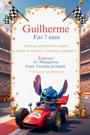 Convite de Aniversário Stitch Corrida para Editar Online