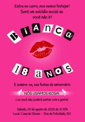 Convite de Aniversário Meninas Malvadas para Editar Online