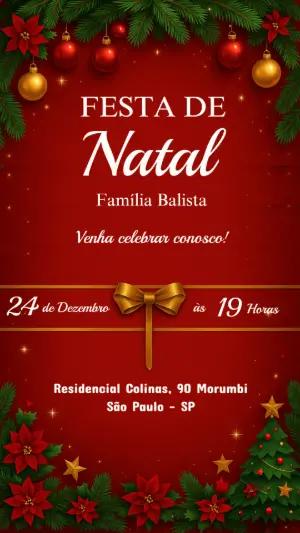 Convite de Natal Elegante com Dourado para Editar