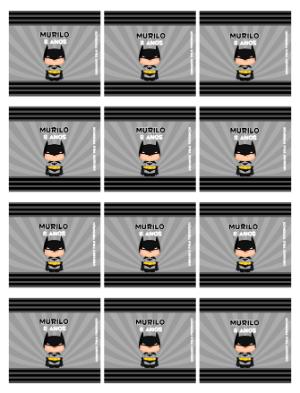 Adesivo para Bala Personalizada Batman Infantil | Tag Editável para Lembrancinha