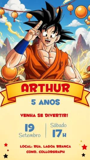 Convite de Aniversário Dragon Ball: Modelo Digital para Editar