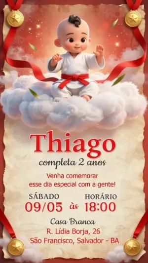 Convite de Aniversário Karatê Infantil Editável