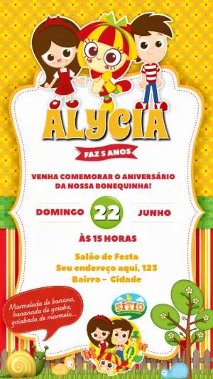 Convite Aniversário Sítio do Picapau Amarelo para Editar Online