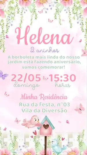 Convite Digital Infantil Jardim das Borboletas Editável