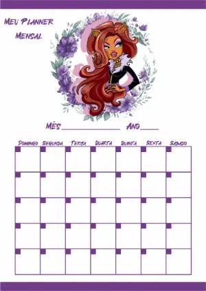 Planner Mensal Monster High Editável Ghoulia Yelps