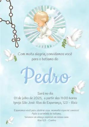 Convite de Batizado Anjinho Azul para Editar e Imprimir