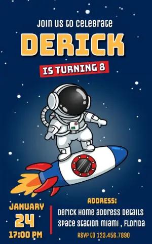 Astronaut Space Birthday Invitation to Edit Online