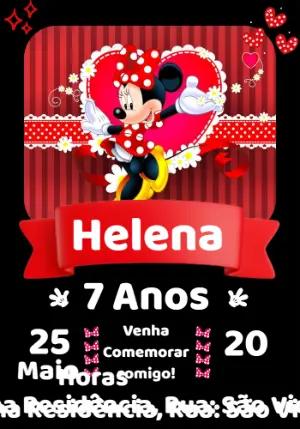 Convite de Aniversário Minnie Vermelha para Editar Online