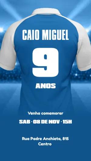 Convite Aniversário Futebol Camisa de Time para Editar Online