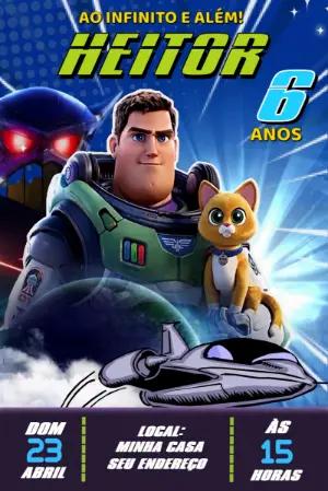 Convite de Aniversário Buzz Lightyear Espacial para Editar
